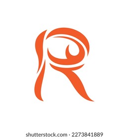 Letter r flames silhouette modern logo design