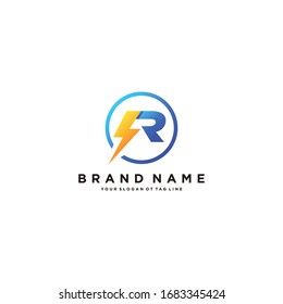 Letter R Flash Electrical Logo design vector template