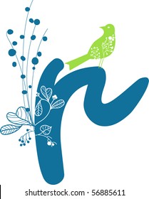letter R in floral design
