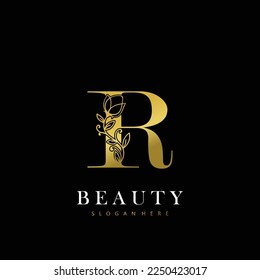 letter R floral logo design. logo for women beauty salon massage cosmetic or spa brand