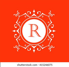 Letter  R  Floral monogram.