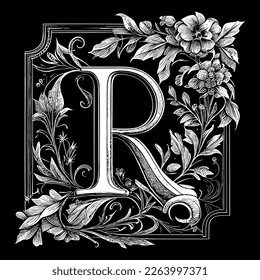 Letter R floral ornament logo is a beautiful and intricate design that features delicate floral elements to create a unique and elegant branding image