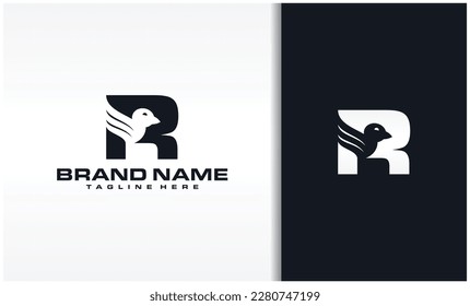 Letter R Flying Bird Logo