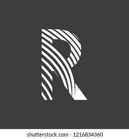 letter R font typography art deco 20s on gray background editable vector