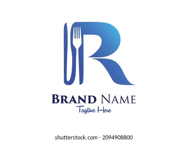 Letter R food logo design template