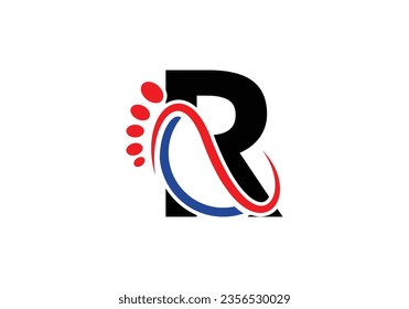 Letter R Foot Logo Design Vector Template. 