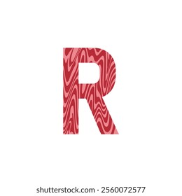 Letter R from fresh raw meat with marble. Vector latin meat alphabet.  Red tenderloin beef meat font for restaurants, butcher shop, farmers market.