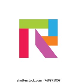 letter r full color design logo vector 