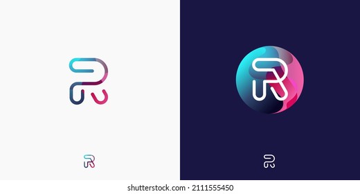 Letter R in futuristic, sophisticated and techy style. A simple but eye-catching logo, that is very suitable for technology companies such as cryptocurrencies, internet, computers, AI