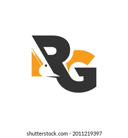 Letter R and G icon. Excavator Logo design. Vector Illustration.