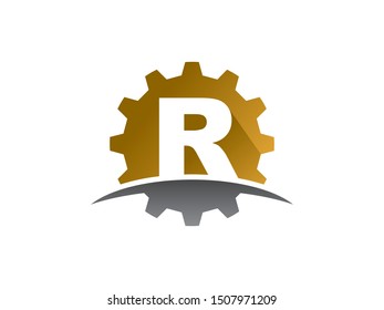 Letter R gear technology logo or symbol template design