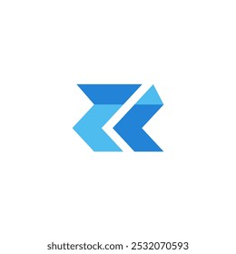 Letter R geometric Arrow Logo Design Vector blue shape