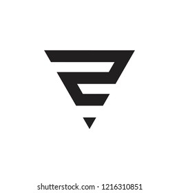 letter r geometric triangle pencil shape logo