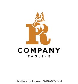 Letter R German Shepherd Logo Icon Vector