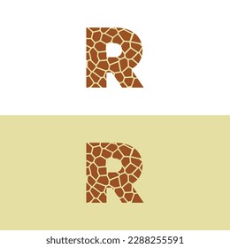 Letter R With Giraffe Skin Pattern Design