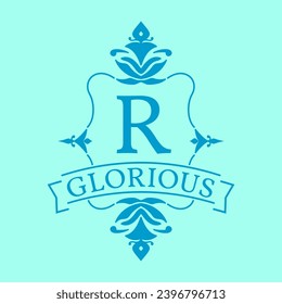 letter R glorious initial frame logo