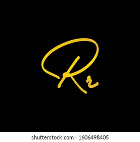 Letter R Gold Cursive Alphabet Handwritten Signature Calligraphy