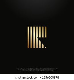 Letter R gold Logo icon monogram design. Vector graphic design template element. black background. eps10