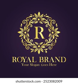 Letter R Golden vector logo illustration.