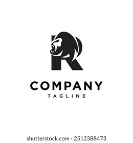 Letra R Gorilla ícone do logotipo vetor.