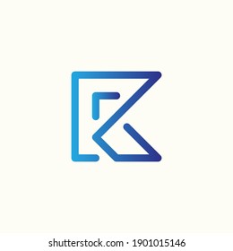 Letter R gradient blue color logo vector concept