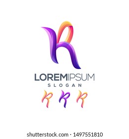 letter R gradient color logo design