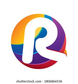 letra R con color degradado