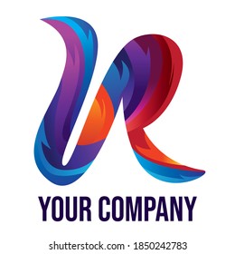 letter R gradient colorful on isolated white background