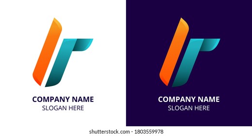 letter i with r gradient concept logo