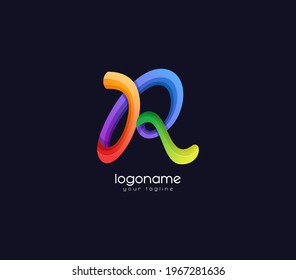 letter R gradient logo design template