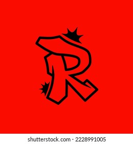 Letter "R" grafitti with red background for t-shirt and hoodie