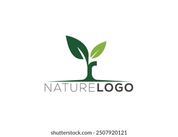 Letter R Green abstract leaf logo design template