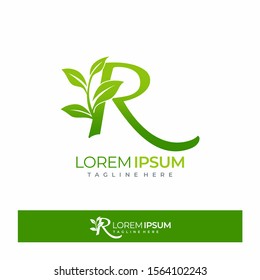 Letter R Green Plant Leaf Logo Vector