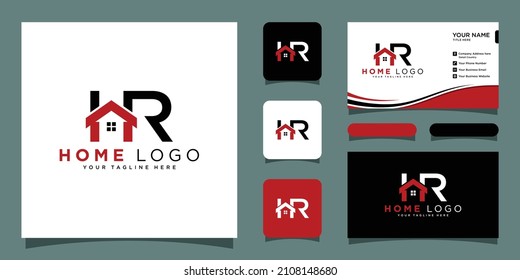 Letter R and H Logo. Home Symbol. Icon vector and business card design template