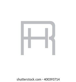 letter R and H monogram square shape logo gray