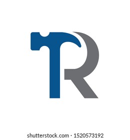 Letter R Hammer Building Services, Repair, Renovation And Construction Logo Design 