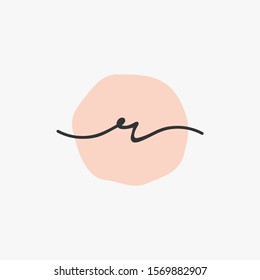 Letter R handwriting with circle concept. handwriting logo of initial signature, wedding, fashion, jewelry, boutique, and botanical with creative template for any company or business - vector