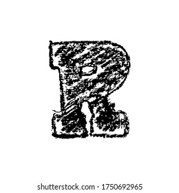 Letter r. Handwritten by chalk. Bold font. Vector illustration. Grunge style alphabet