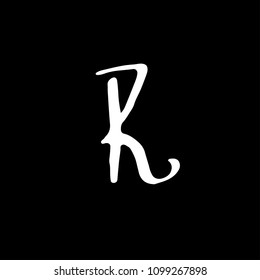 Letter R. Handwritten by dry brush. Rough strokes textured font. Vector illustration. Grunge style alphabet.