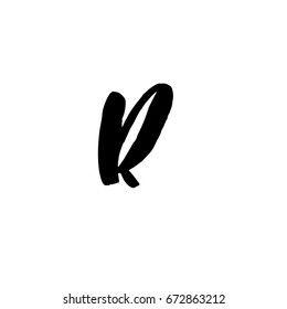 Letter R. Handwritten by dry brush. Rough strokes font. Vector illustration. Grunge style alphabet
