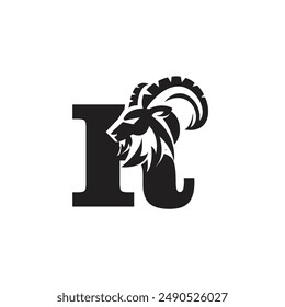 Letter R Head Goat Logo Icon Vector