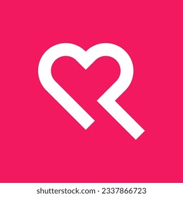 Letter R heart creative minimal logo design