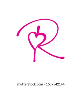 Letter R And Heart Logo Design Template 003