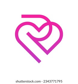 Letter R heart love creative modern logo design