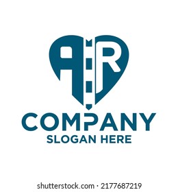 Letter A R Heart Love Logo Design, Modern Logo Design Vector Illustration Template