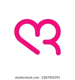Letter R heart love minimal logo design