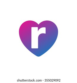 letter r heart shape icon logo purple blue