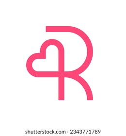 Letter R heart simple minimal logo design