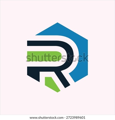 letter R hexagon concept logo design vector template