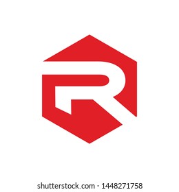  Letter R hexagon monogram cool modern simple logo concept